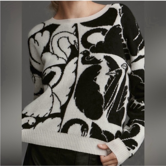 Cecilia Pettersson x Maeve Graphic Swan Sweater 100% Cashmere Size Medium - Picture 2 of 8